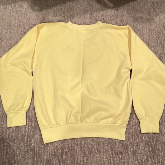 Vtg 80s adidas crewneck sweatshirt, yellow, Sz S? - Picture 3 of 3